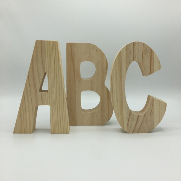 Chunky Unfinished Wood Letters | 7 3/4 inch Freestanding | Ready to Paint and Decorate | Pick your Letter | Kids Room Decor