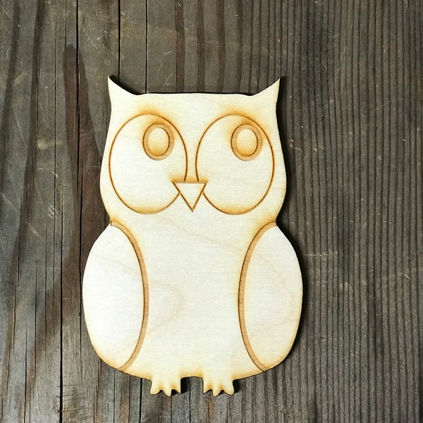 Owl Wood Cutout  | Unfinished Wood Shapes | Animal | 4 inch