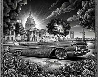 Camiseta estilo Old School de Impala Lowrider de Sacramento City, sublimación, descarga digital instantánea.