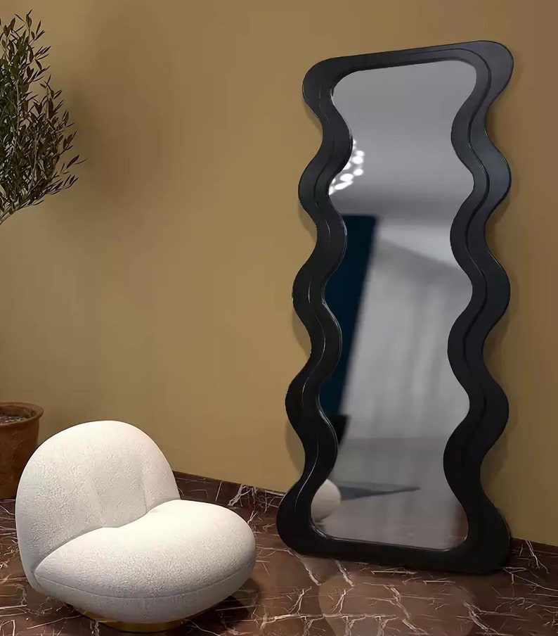 Wavy Full Length Mirror Curvy Floor Mirror for Bedroom Etsy Australia