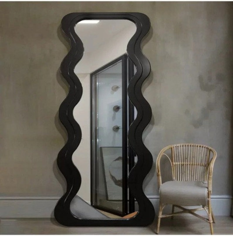 Wavy Full Length Mirror Curvy Floor Mirror for Bedroom Etsy Australia