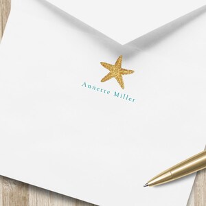 Cancelleria personalizzata con stella marina d'oro / biglietti per appunti / biglietti per appunti costieri / cancelleria da spiaggia / cancelleria costiera