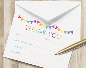 Children's Thank You Notes Fill In the Blank | Party Thank You Notes Kids | Children's Thank You Notes | Kids Birthday Thank You Notes
