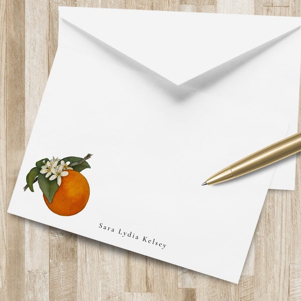 Personalized Orange Blossom Stationery Set / Stationary | Orange Notecards | Orange Floral Stationery | Florida Gift | California Gift