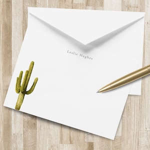 Gepersonaliseerde Saguaro Cactus Briefpapier Set / Saguaro Cactus Stationair | Arizona Notitiekaarten | Woestijn briefpapier | Notitiekaarten uit Californië
