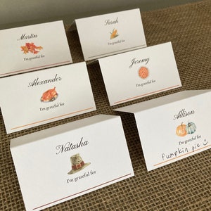 Thanksgiving Place Cards - Set of 6 Printed Cards OR Digital PDF File | Thanksgiving Activity | Thanksgiving Name & Table Seating Cards