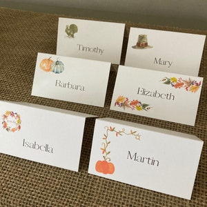 Thanksgiving Place Cards - Set of 6 - Printed Cards or PDF Digital File | Elegant Fall Seating Cards | Fall Table Tents