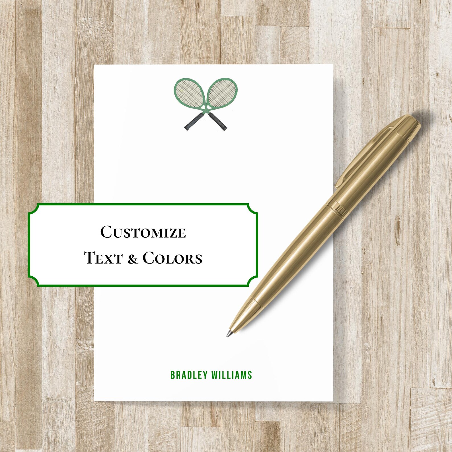 Personalized Tennis Racket Notepad | Tennis Racquet Stationery ...