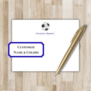 Personalized Soccer Stationery | Soccer Flat Notecards | Soccer Futbol Gift | Customize with Name