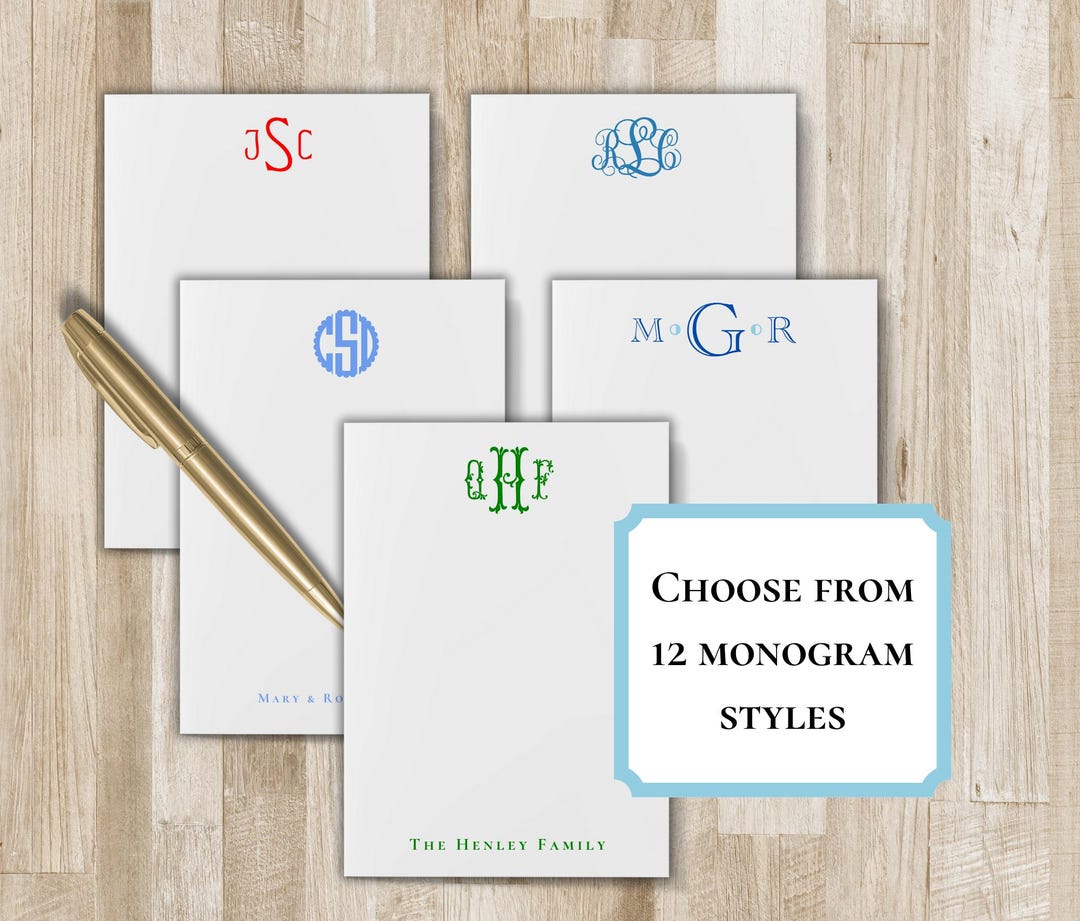 Personalized Monogram Notepad | Customize Colors and Name ...