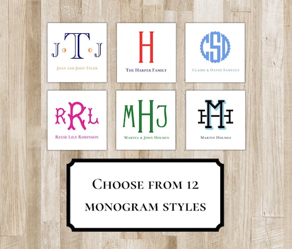 Monogram Gift Tags and Stickers | Custom Family Gift Tags | Personalized Monogram Gift Tags | Preppy Gift Tags for Couples | Christmas Tags