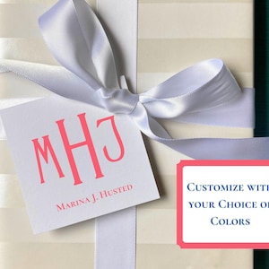Monogram gift tags. Choose from 12 monogram options. customize in color of your choice. monogram gift tags and monogram stickers. matching monogram stationery and monogram notepads available. customize and personalize with your name and initials.