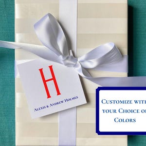 Monogram gift tags. Choose from 12 monogram options. customize in color of your choice. monogram gift tags and monogram stickers. matching monogram stationery and monogram notepads available. customize and personalize with your name and initials.