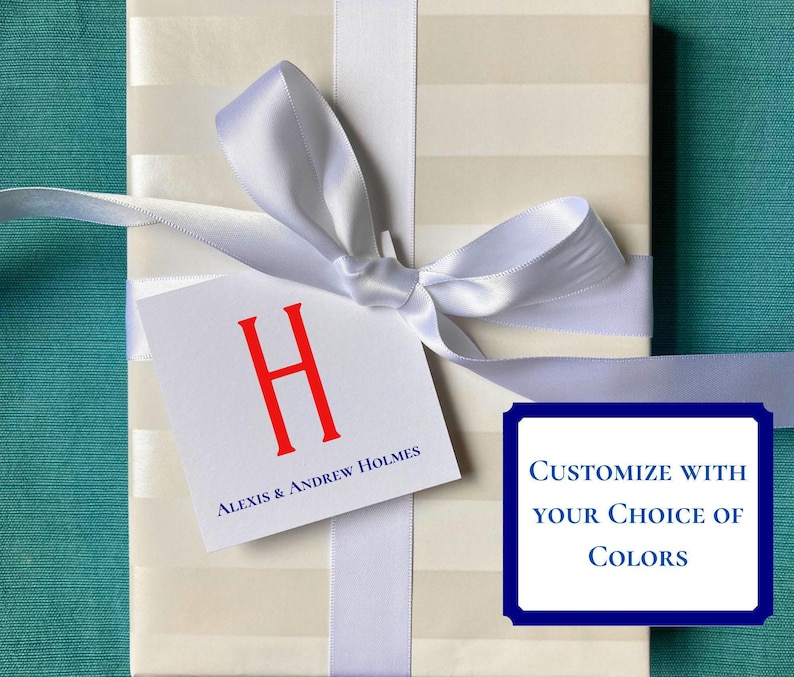 Monogram gift tags. Choose from 12 monogram options. customize in color of your choice. monogram gift tags and monogram stickers. matching monogram stationery and monogram notepads available. customize and personalize with your name and initials.
