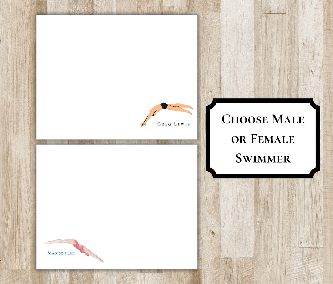 Boy or Girl Swimming Stationery Set / Swim Stationary Swimmer Notecards