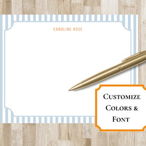 Personalized Stripe Stationery Set | Preppy Stationary | Classic Notecards