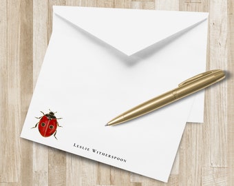Cancelleria personalizzata con coccinella / Cancelleria / Biglietti con coccinella / Biglietti con coccinella rossi / Biglietti con coccinella rossi personalizzati