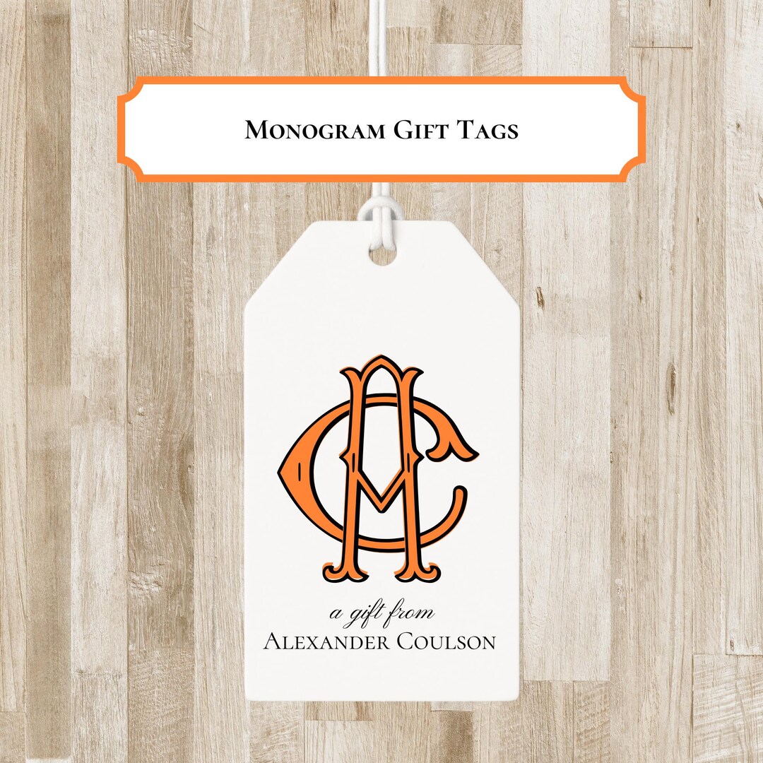 Monogram Tag Personalized Elegant Monogram Gift Tags | Sophisticated Enclosure Tag ...