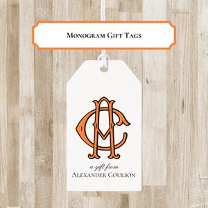 Gepersonaliseerde elegante cadeaukaartjes met monogram | Geavanceerde bijlagetag met initialen