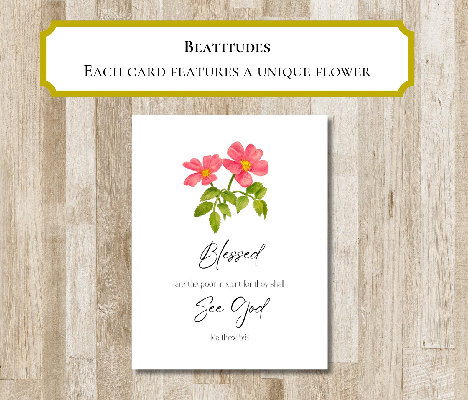 Beatitudes Greeting Cards | Set of 8 Bible Verse Folded Notecards ...