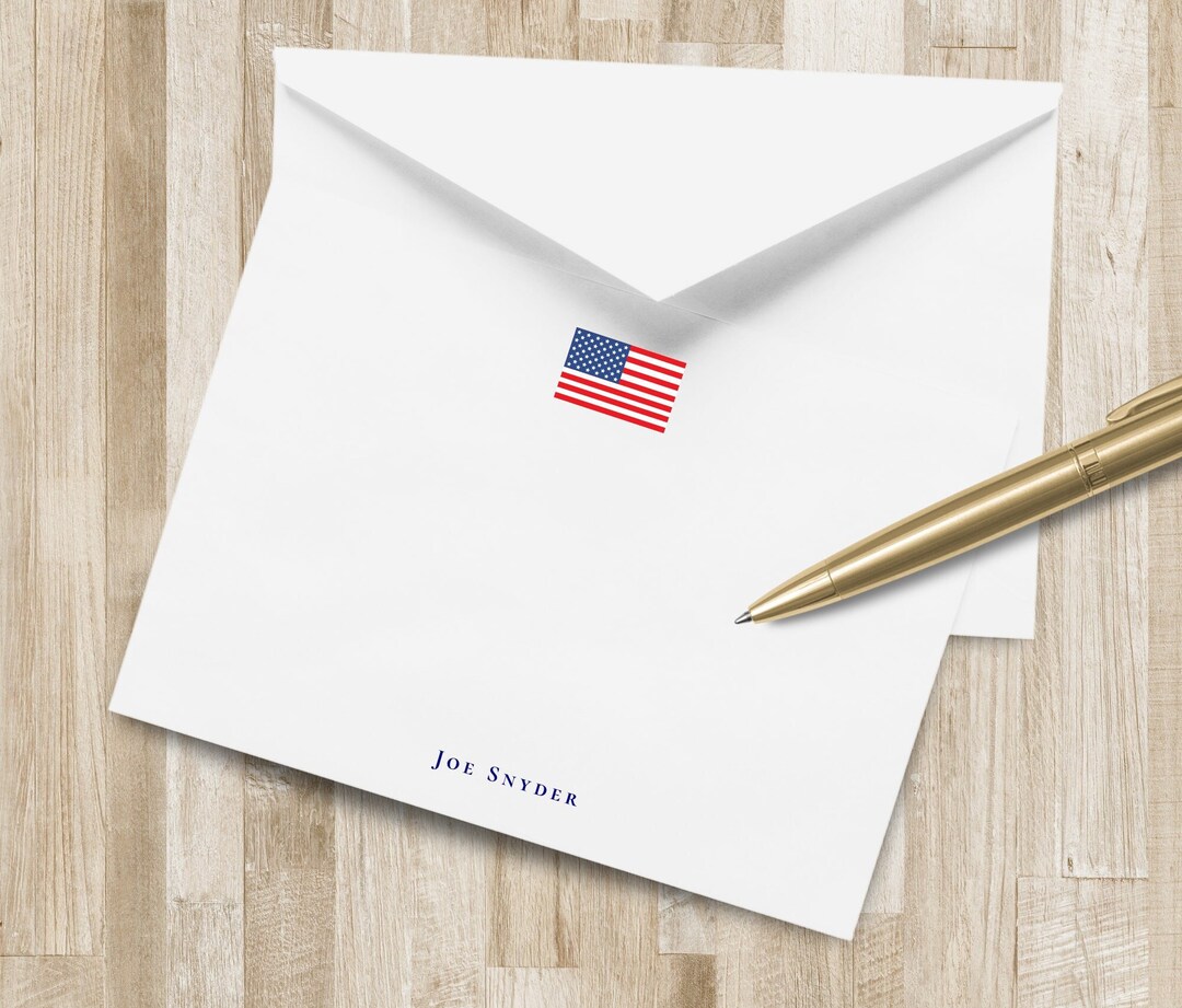 Personalized American Flag Stationery / USA Flag Stationary American Flag Notecards Military