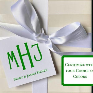 Monogram gift tags. Choose from 12 monogram options. customize in color of your choice. monogram gift tags and monogram stickers. matching monogram stationery and monogram notepads available. customize and personalize with your name and initials.