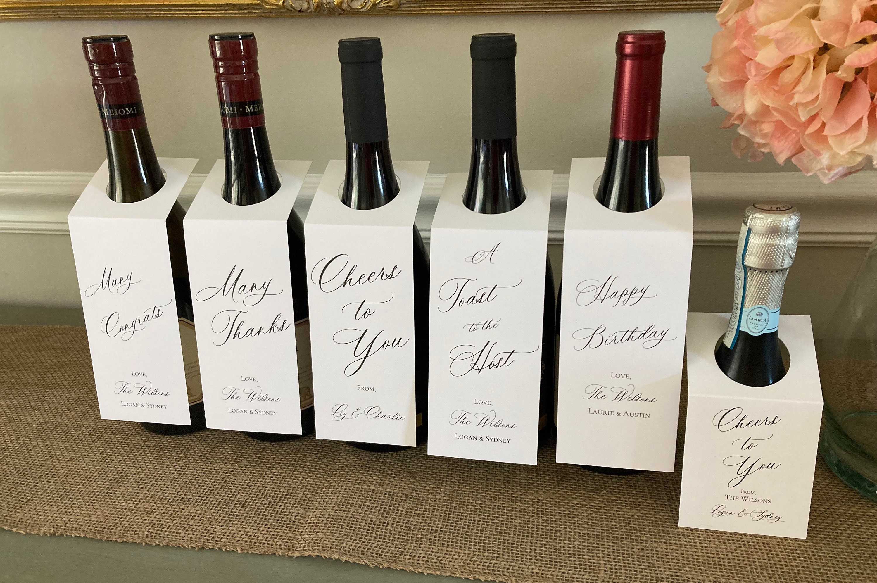 Personalized Wine Tags | Custom Prosecco & Champagne Tags | Mini Prosecco Tags | Customize with your own art/logo/text