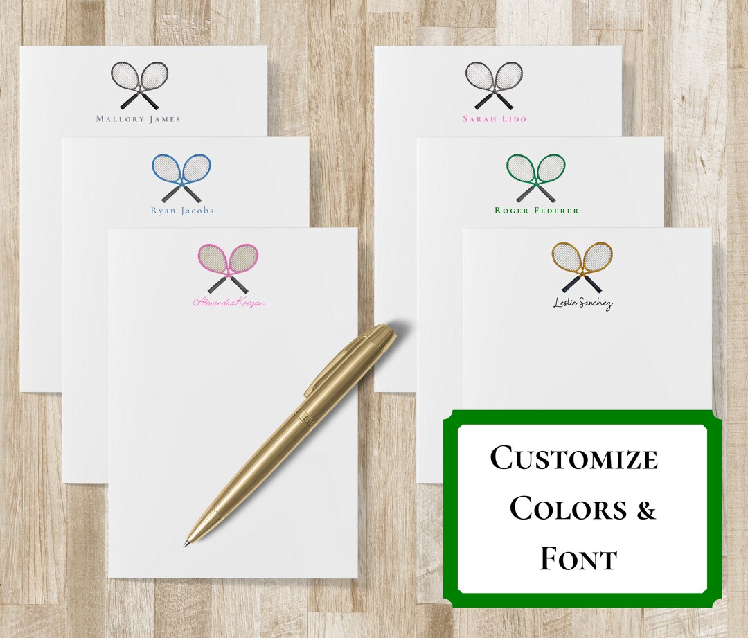 Personalized Tennis Racket Notepad Tennis Racquet Stationery