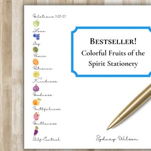 The Fruits of the Spirit Personalized Stationery / Stationary | Galatians 5:22-23 Notecards | Custom Christian Stationery