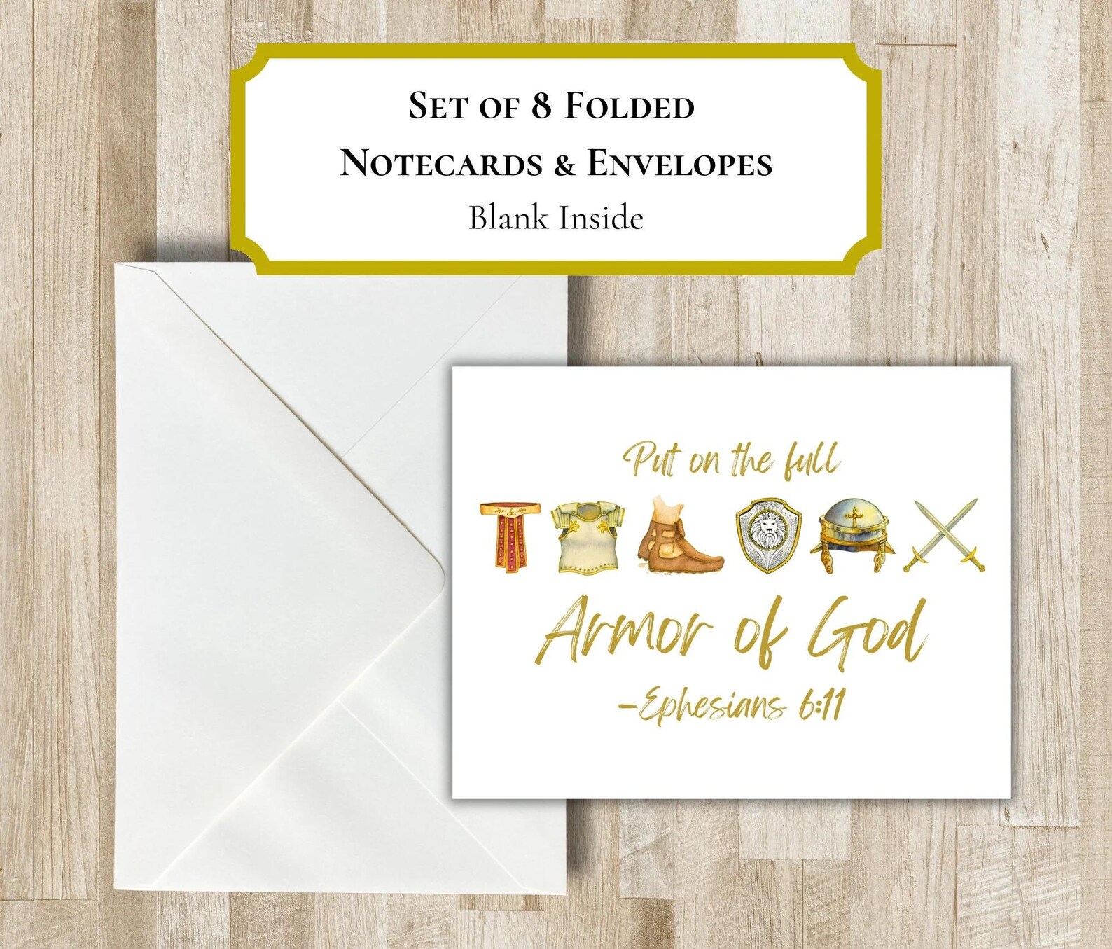 Armor of God Greeting Cards | Set of 8 Bible Verse Folded Notecards ...