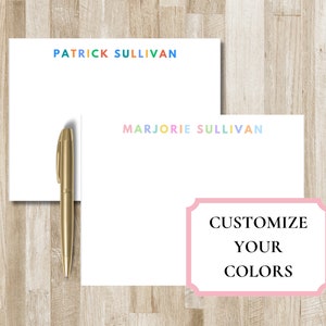 Papelería infantil colorida personalizada / Papelería personalizada para niños / Papelería para niñas / Tarjetas de notas para niños pequeños