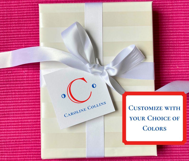 Monogram gift tags. Choose from 12 monogram options. customize in color of your choice. monogram gift tags and monogram stickers. matching monogram stationery and monogram notepads available. customize and personalize with your name and initials.