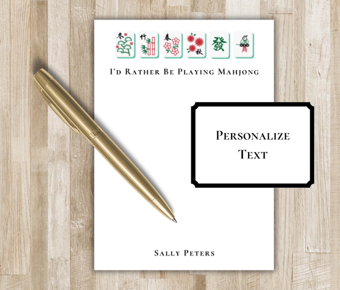 Mahjong Notepad Mahjong Notepad | Personalized Mah Jong Notepad | I'd Rather Be Playing ...