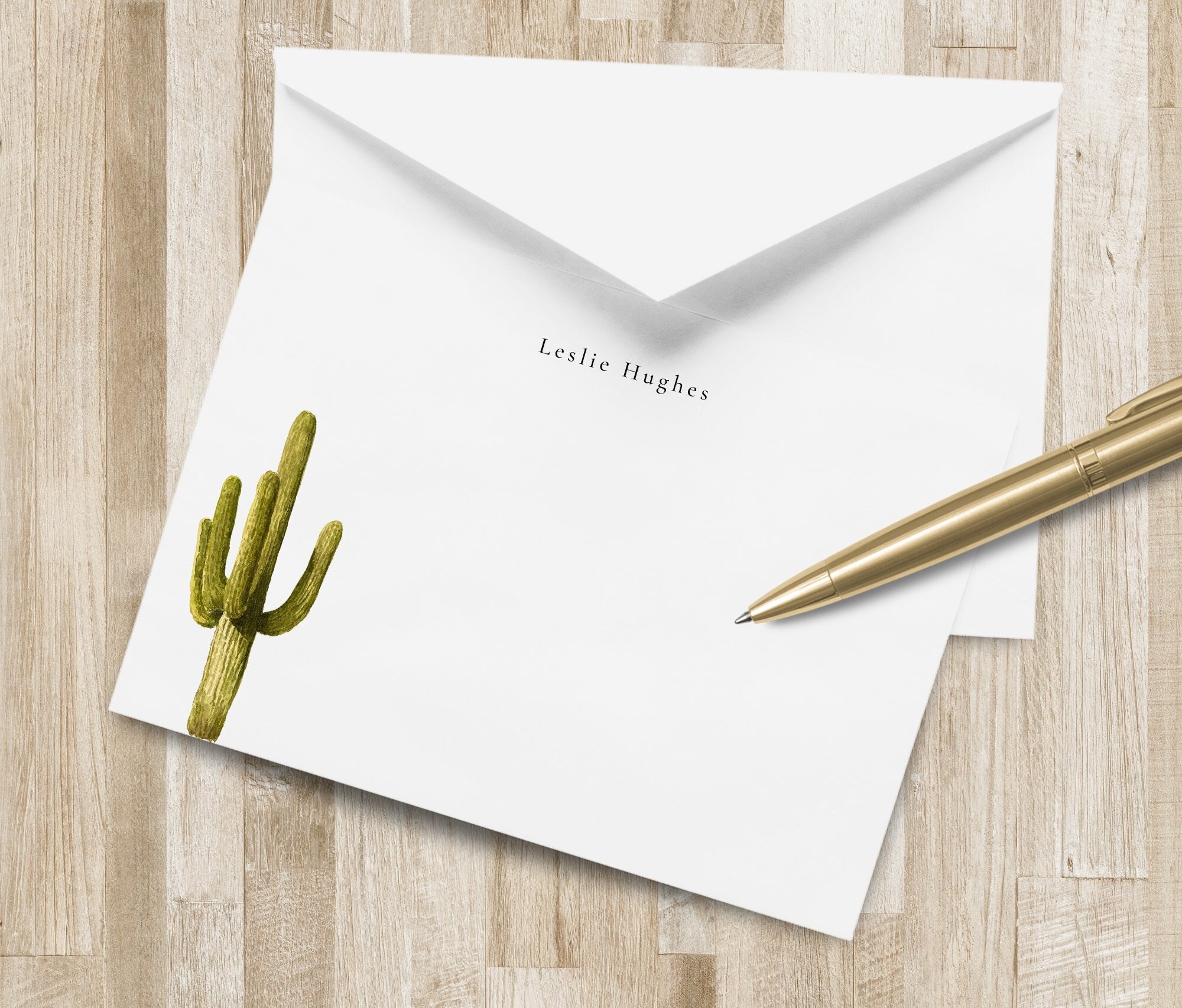 Personalized Succulent Stationery Set for Women, Choose Quantity, FLAT  Cards, Cactus Note Cards With Envelopes, Arizona Housewarming Gift 