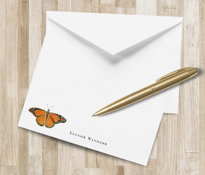 Personalized Monarch Butterfly Stationery | Custom Butterfly Notecards ...