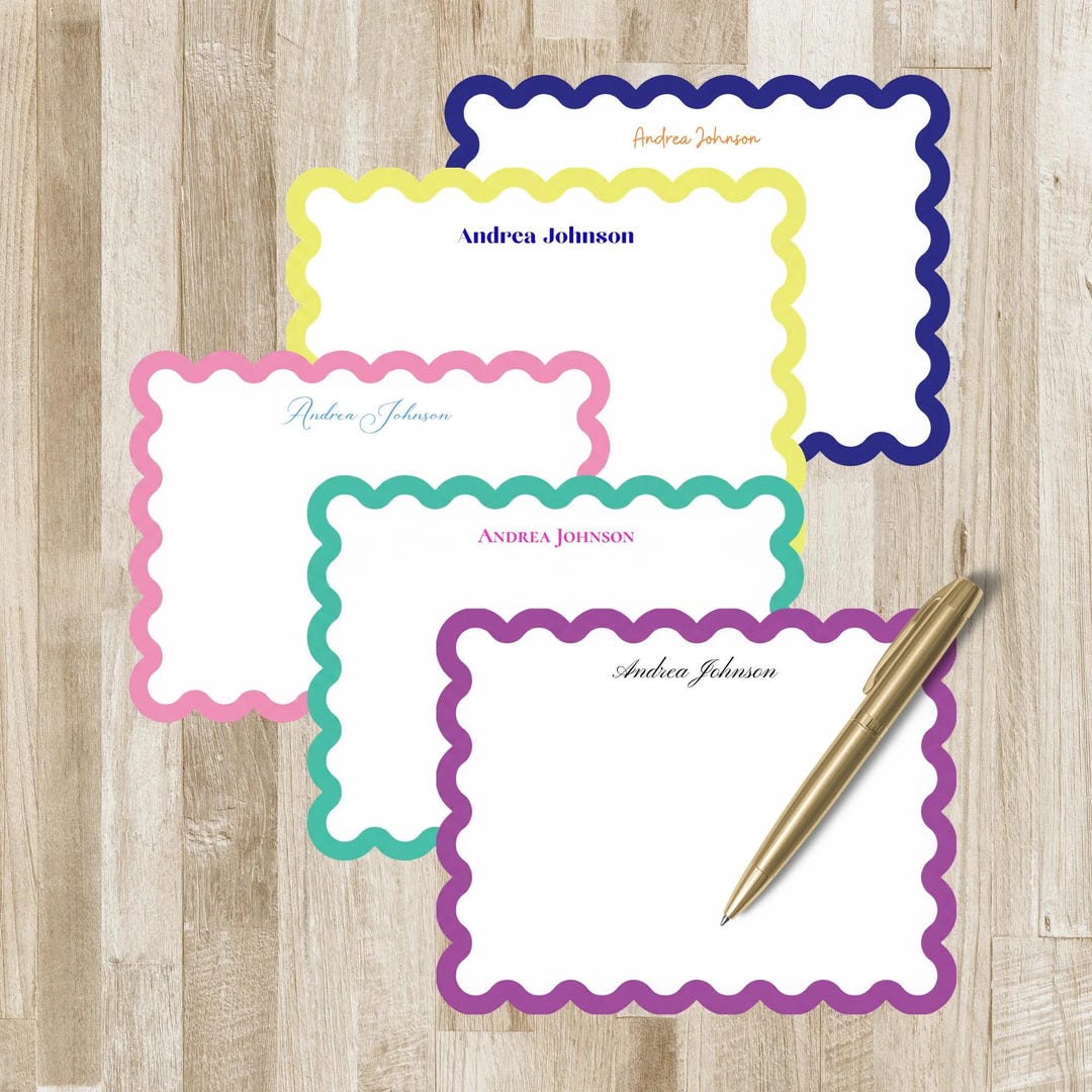 Personalized Scalloped Stationery | Scallop Edge Notecards With Custom ...