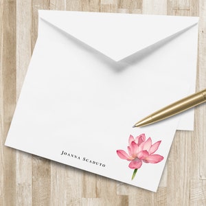 Lotus Blumen Briefpapier Set | Personalisierte Blumen Briefpapier | Individuelle Grußkarten | Personalisierte Grußkarten Lotus Flower | Yoga Geschenk