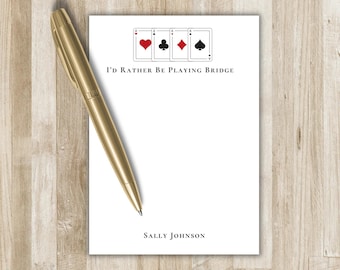 Personalized Bridge Notepad | Card Playing Notepad | Notepad for Card Players