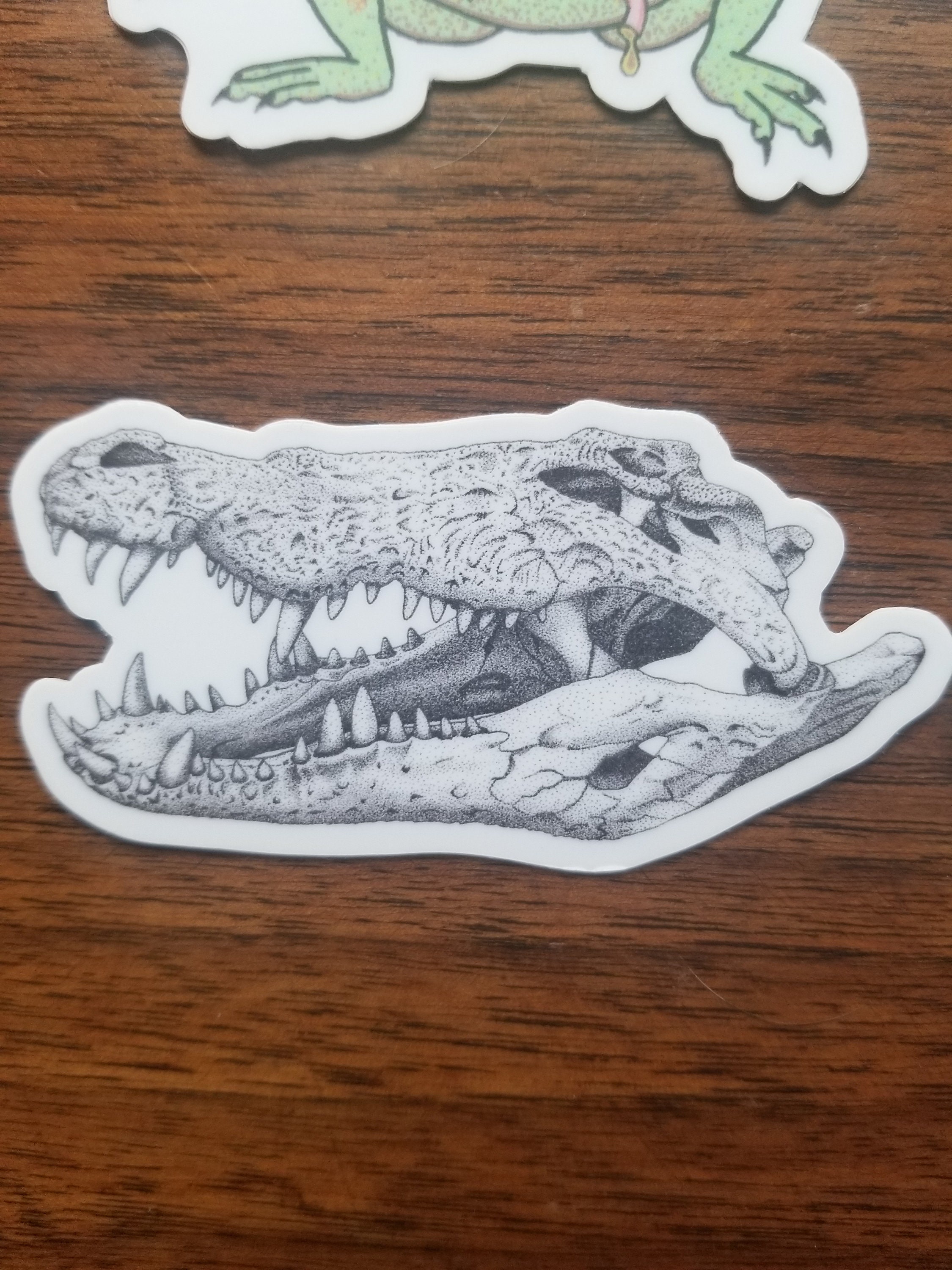 Crocodile Skull Sticker ~~ Stipple ~~ Black & White ~~ Hand Drawn ~~ Reptile ~~ 3 INCH ~~ Free Shipping ~~
