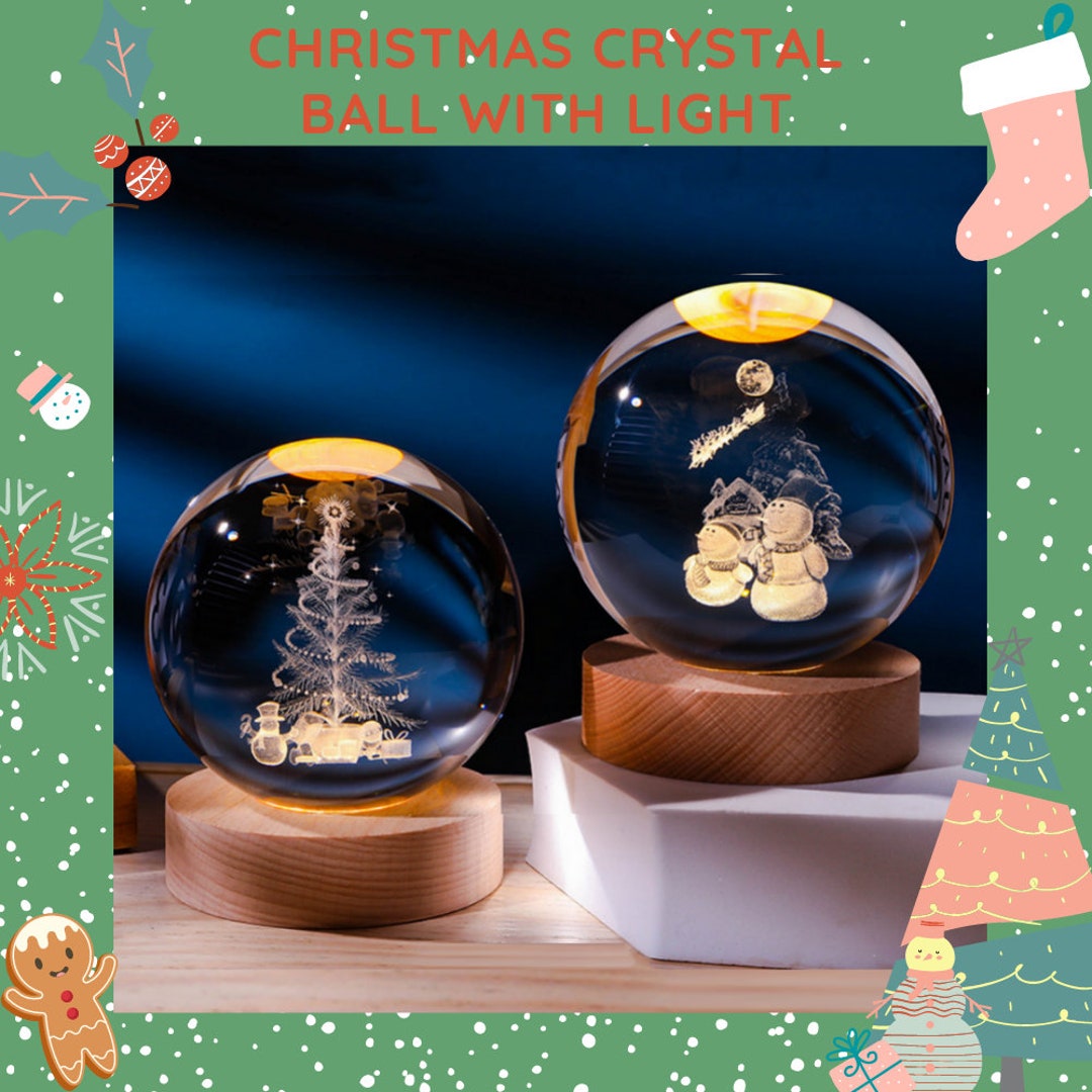 3D Crystal Ball,crystal Ball,snow Globe,with LED Lights,santa Claus