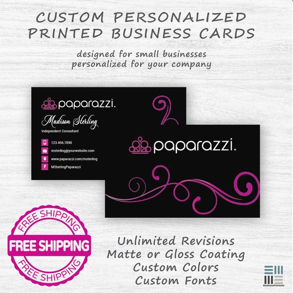 Paparazzi Consultant Printed Business Cards | Small Business Card Design | Double Sided | Premium 16pt |  Matte or Gloss | Free Shipping