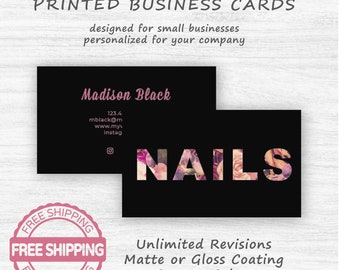 Personalized Nail Tech Printed Business Cards | Small Business Card Design | Double Sided | Premium 16pt | Beauty | Free Shipping
