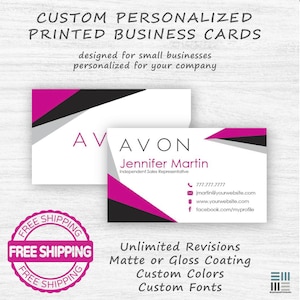 Avon Consultant Printed Business Cards | Small Business Card Design | Double Sided | Premium 16pt |  Matte or Gloss | Free Shipping