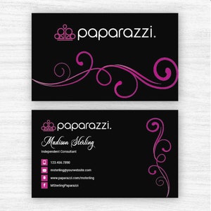 Paparazzi Consultant Printed Business Cards Small Business Card Design Double Sided Premium 16pt Matte or Gloss Free Shipping image 2