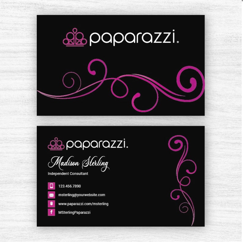 Paparazzi Consultant Printed Business Cards Small Business Card Design Double Sided Premium 16pt Matte or Gloss Free Shipping image 2