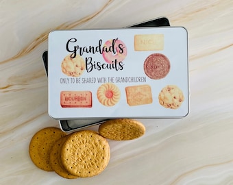 Personalised Biscuit Tin/Customisable/Fathers Day/Grandad/Birthday/Biscuits/Gift for Him, Grandad Dad Uncle Nephew
