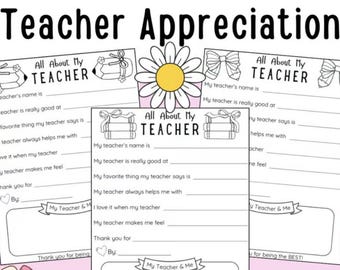 Teacher Appreciation: All About My Teacher {Printable Student Survey & Drawing}