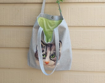 Cat Tote Bag / Cute Kitty Bag/  Mothers Day Gift/ Aesthetic Tote Bags With Pockets