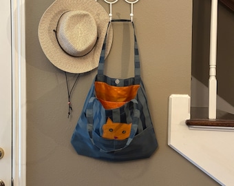 Fun Tote Bag With Cute Cats / Aesthetic Tote With Pockets Gift For Her /  Bag For Fall / Weekend Bag / Washable Bag