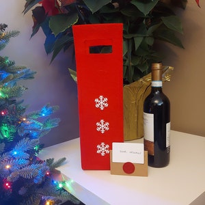 Wine Bag/Christmas Gift/Snowflake Themed Bag/Wine Bottle Holder